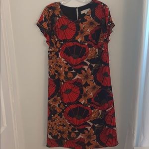 Loft red floral print dress